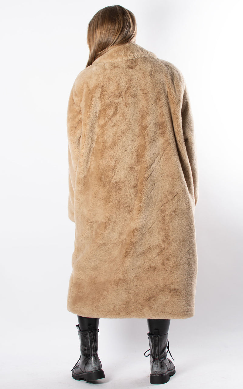 Faux Fur Coat | Taupe