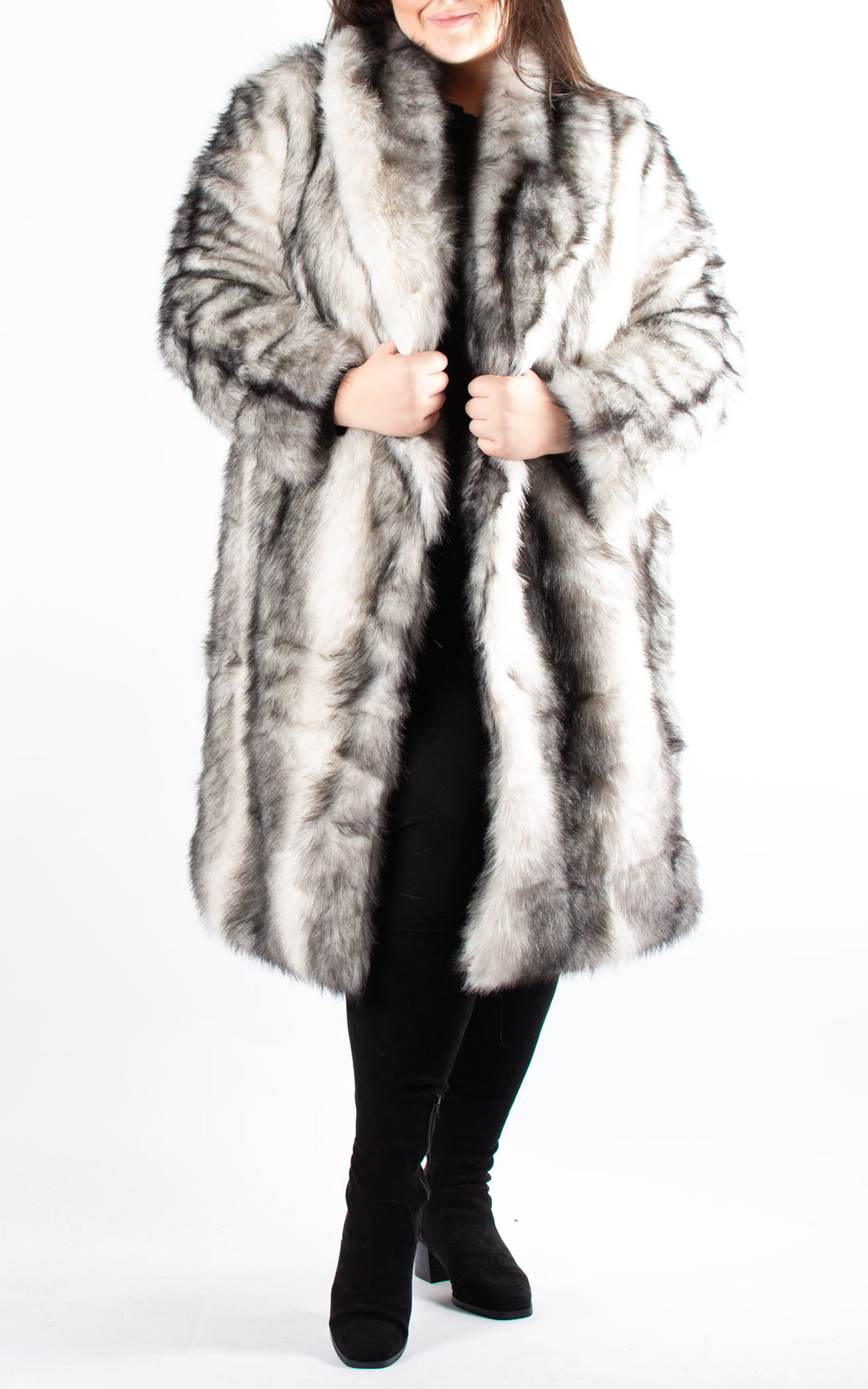 Faux Fur Coat | White & Black
