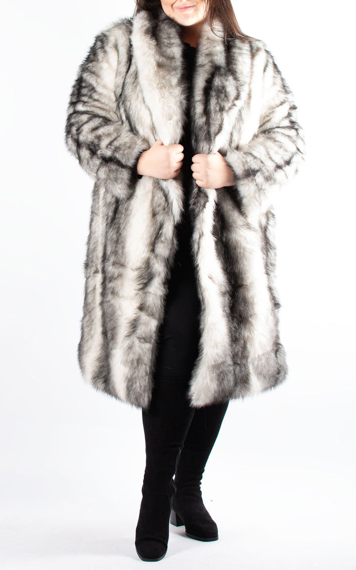 Faux Fur Coat | White & Black