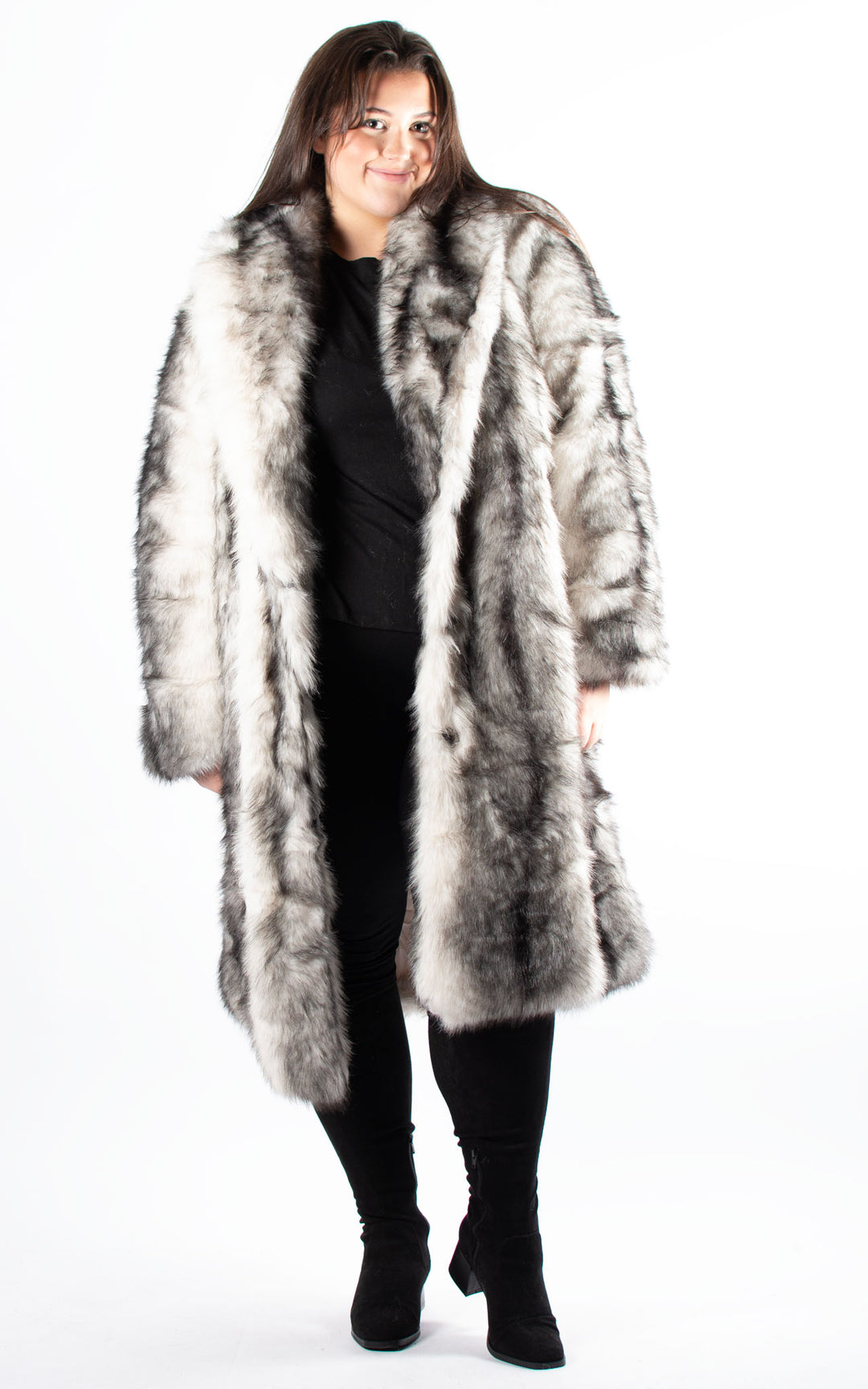Faux Fur Coat | White & Black