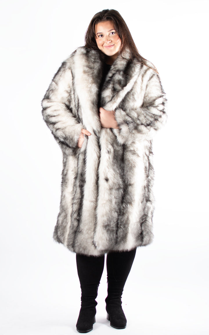Faux Fur Coat | White & Black