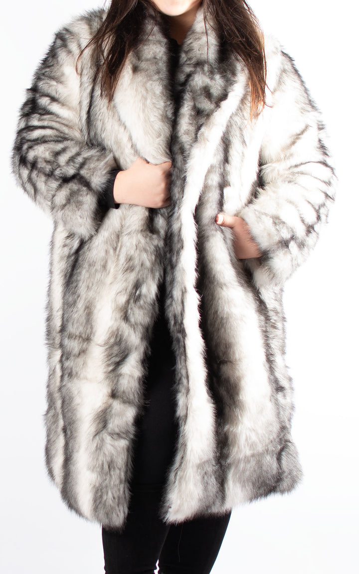 Faux Fur Coat | White & Black