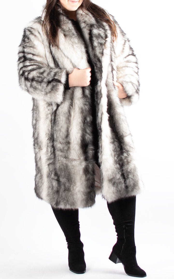 Faux Fur Coat | White & Black
