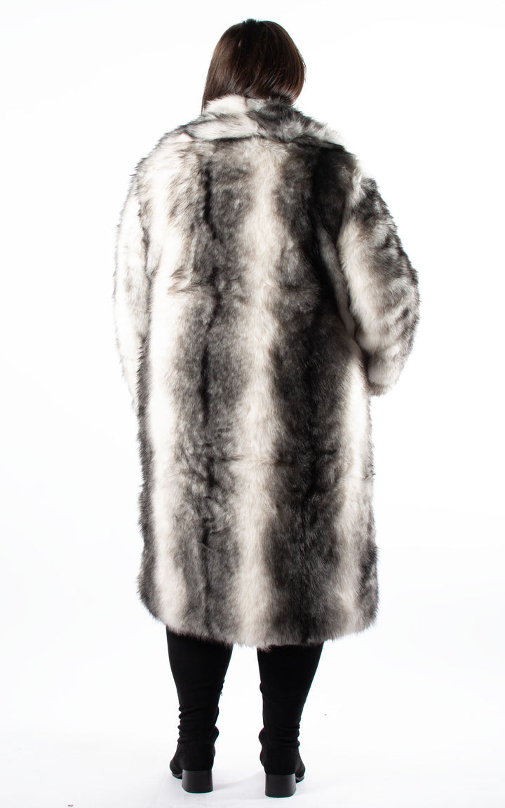 Faux Fur Coat | White & Black
