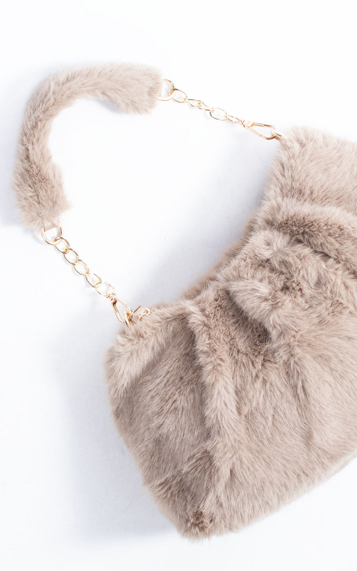 Faux Fur Handbag | Taupe