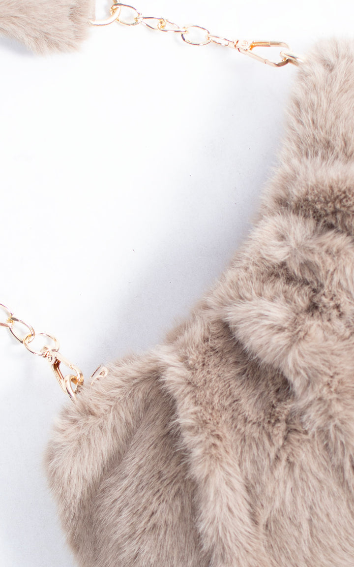 Faux Fur Handbag | Taupe