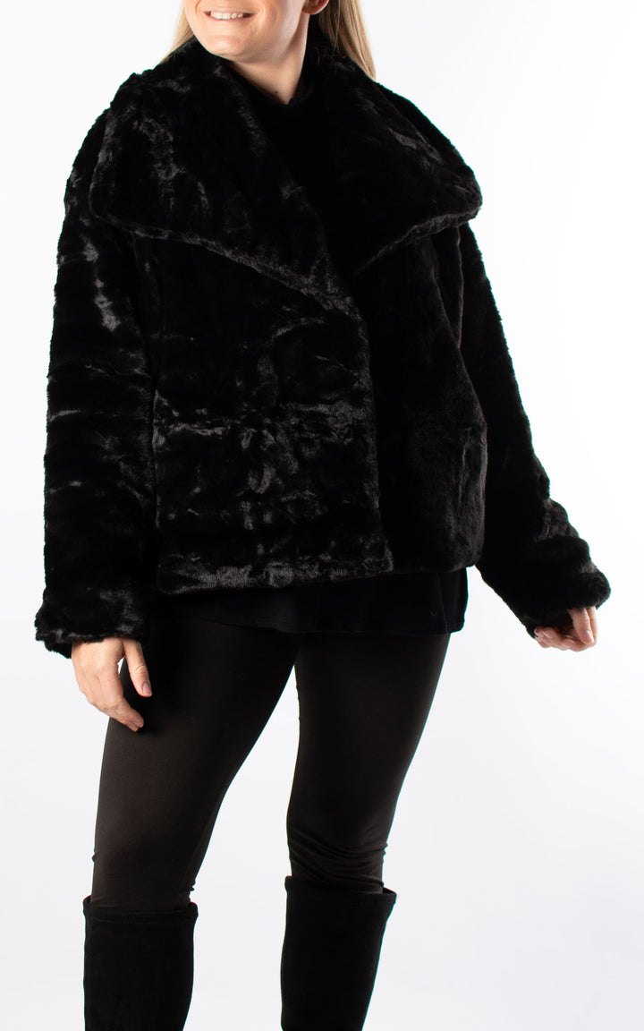 Faux Fur Jacket | Black