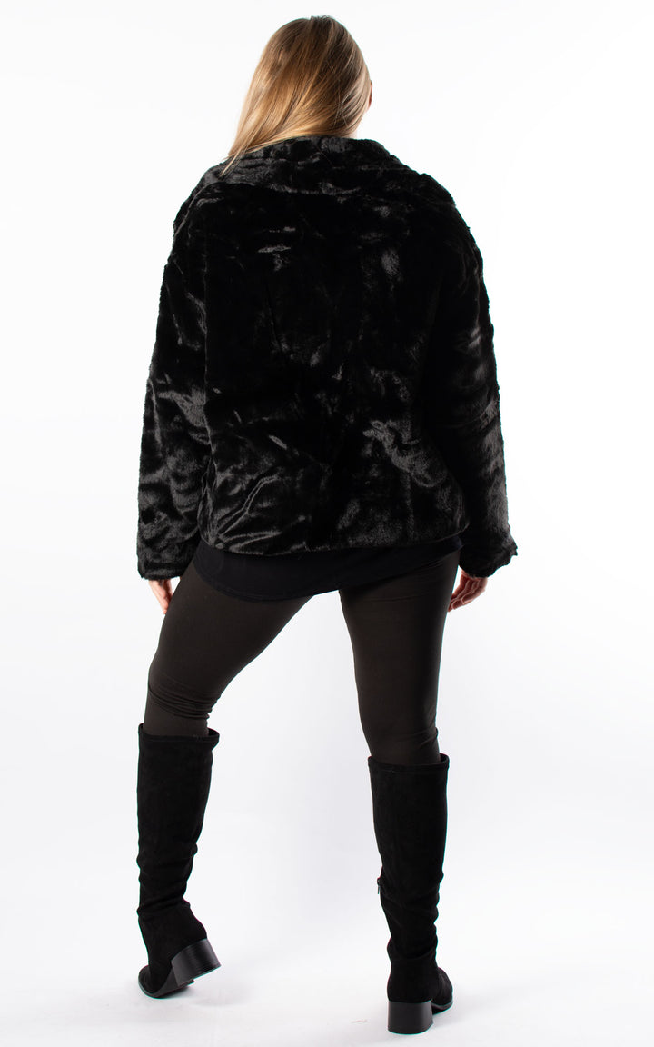 Faux Fur Jacket | Black