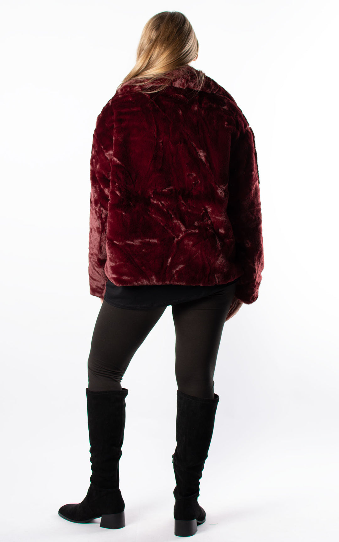 Faux Fur Jacket | Burgundy