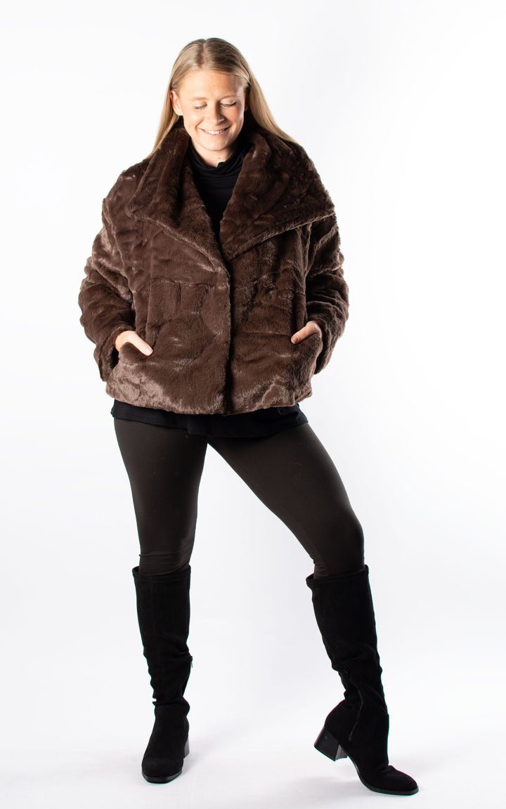 Faux Fur Jacket | Chocolate