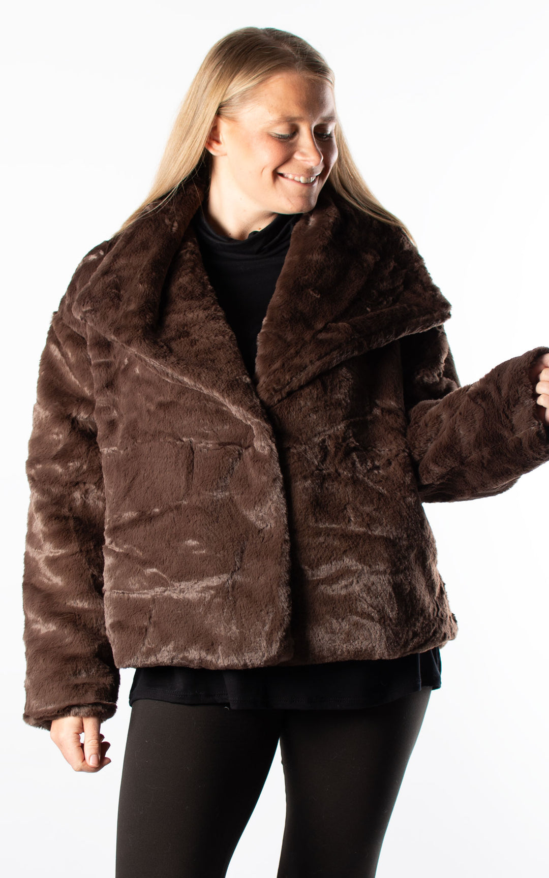 Faux Fur Jacket | Chocolate