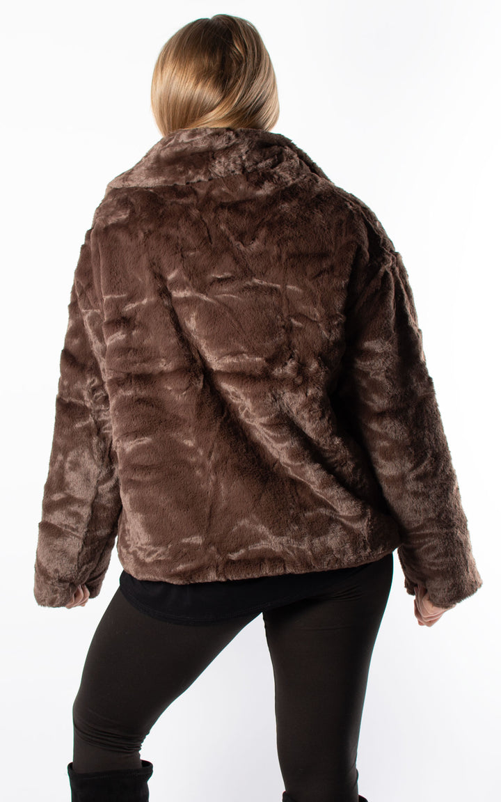 Faux Fur Jacket | Chocolate