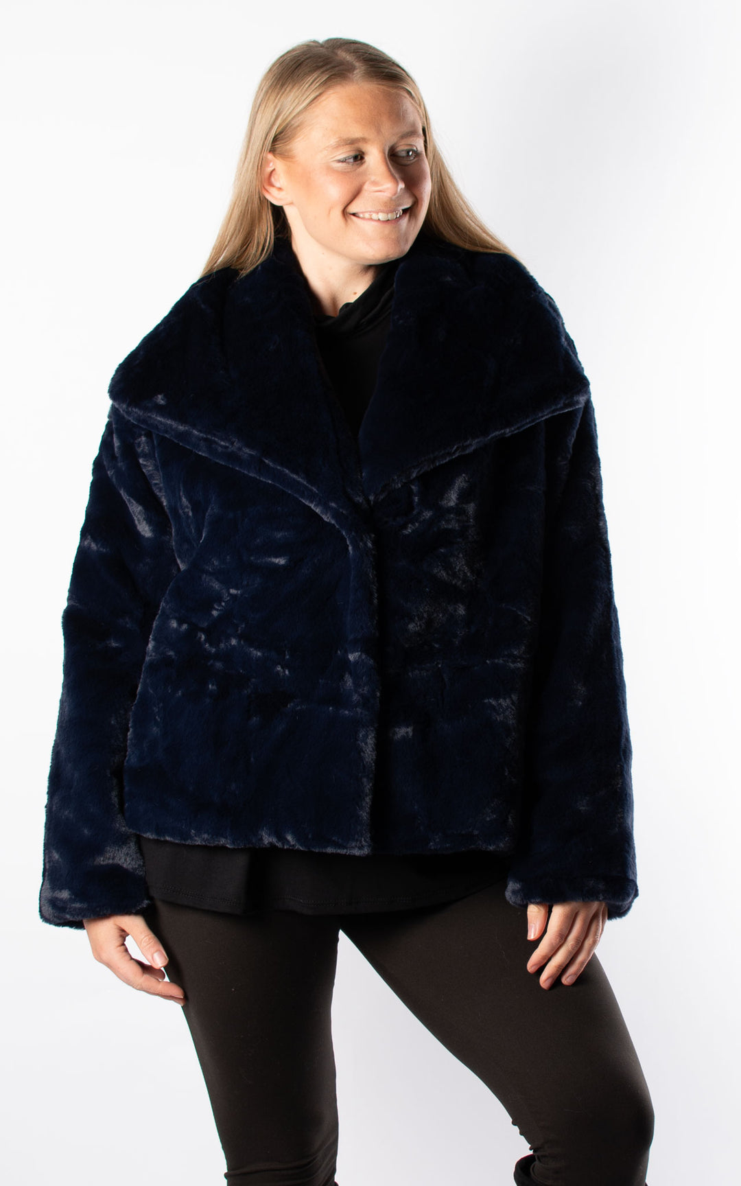 Faux Fur Jacket | Navy