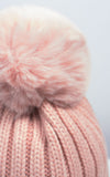 Faux Fur Pom Pom Rib Hat | Pink