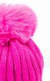Faux Fur Pom Pom Rib Hat | Plum