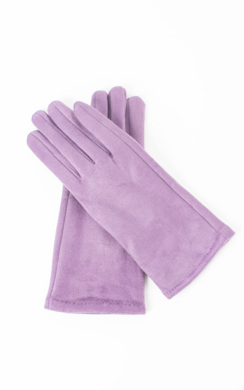 Faux Suede Plain Gloves | Aubergine