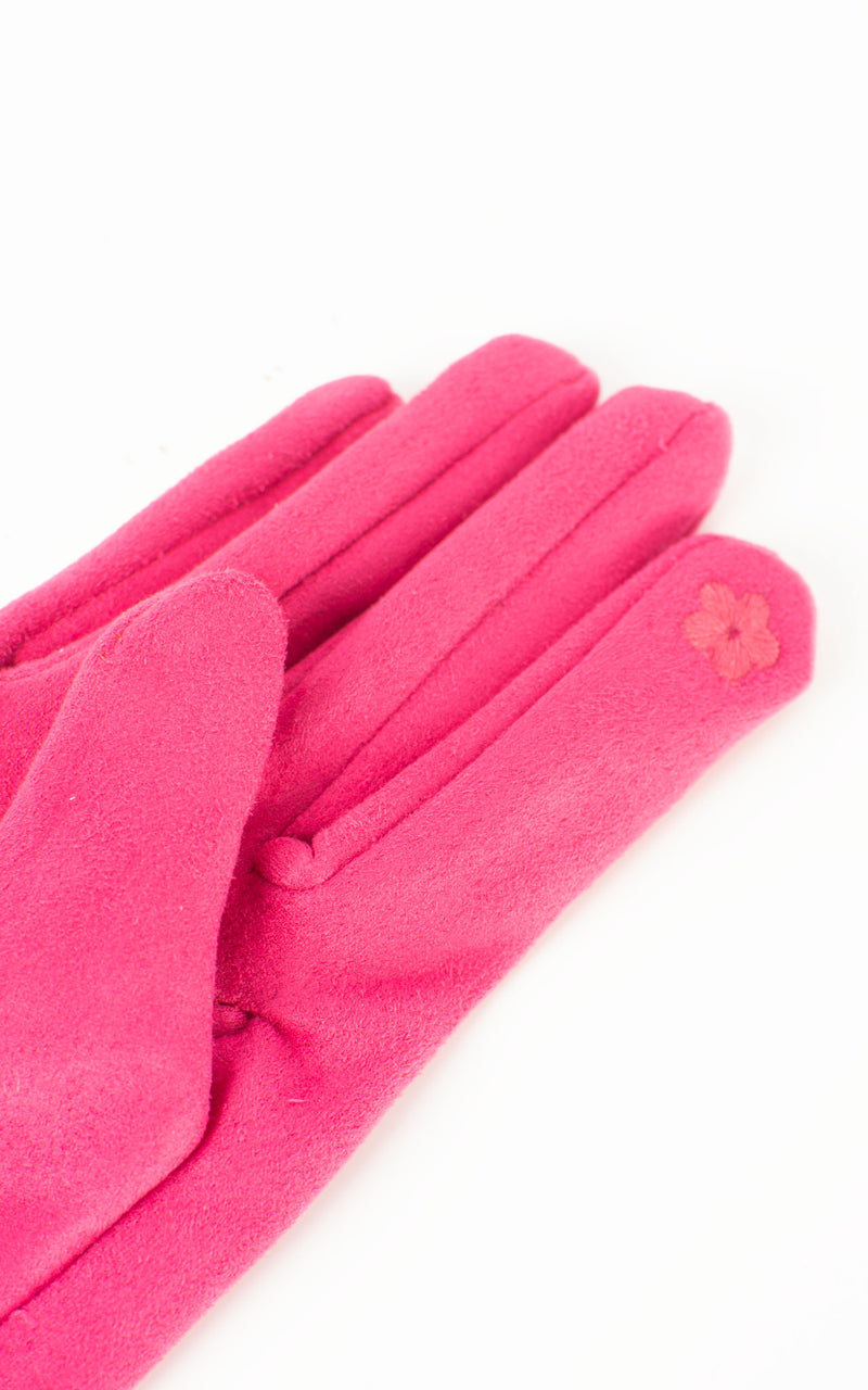 Faux Suede Plain Gloves | Hot Pink