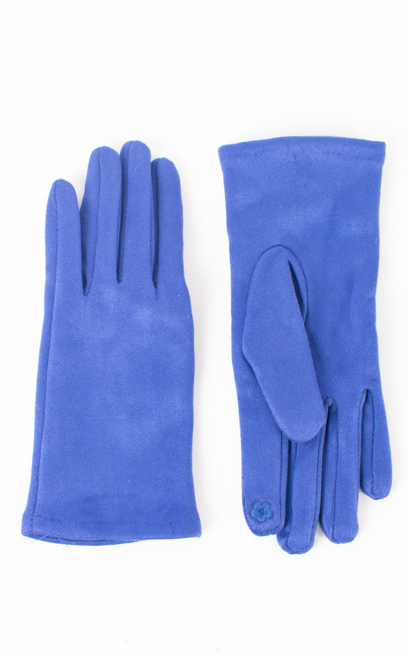 Faux Suede Plain Gloves | Royal Blue