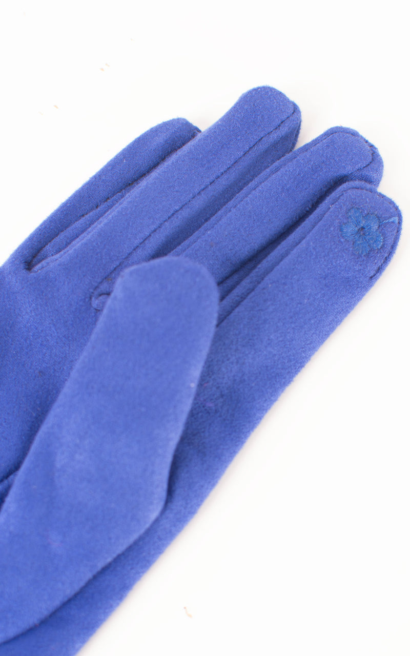 Faux Suede Plain Gloves | Royal Blue