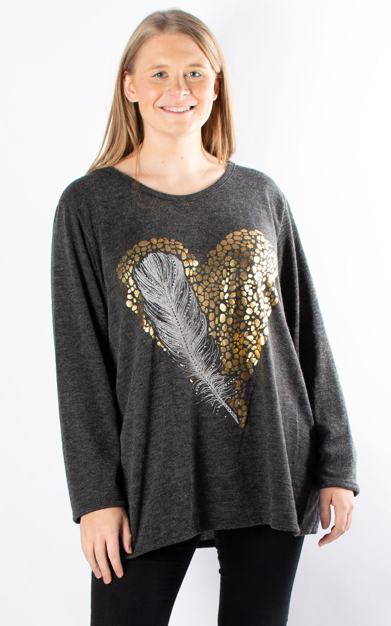 Feather & Heart Top | Black