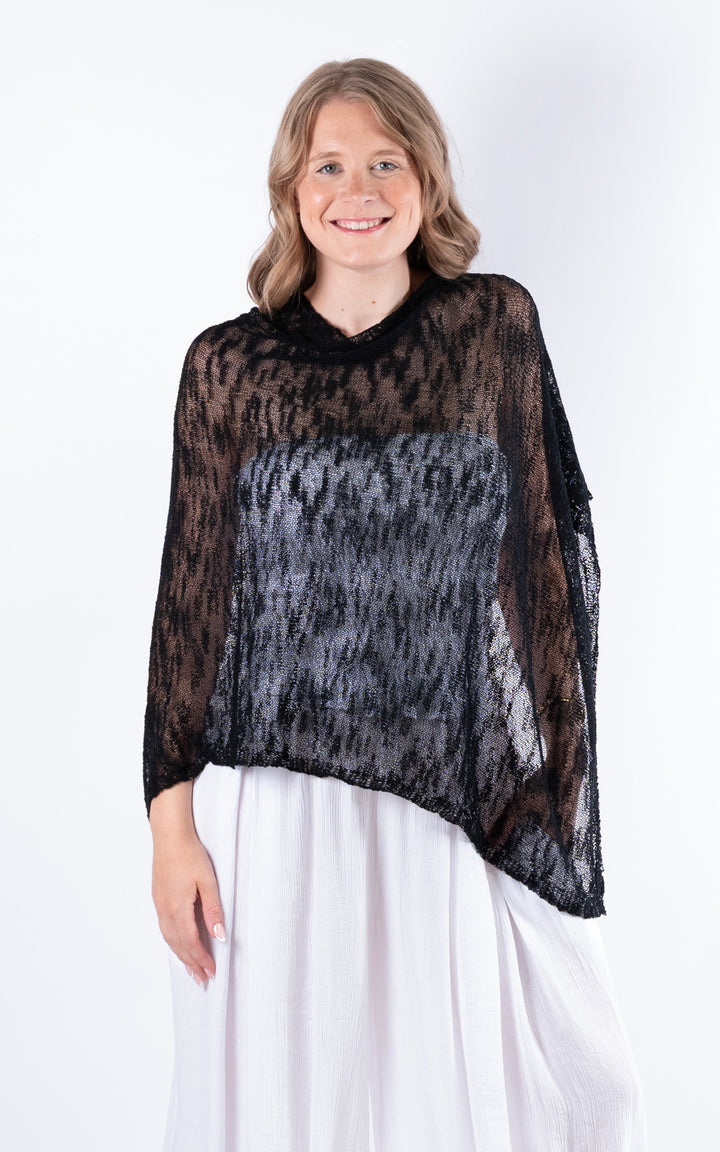 Fine Knit Poncho | Black