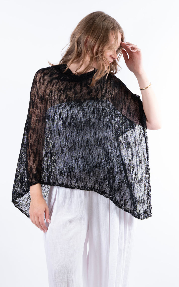 Fine Knit Poncho | Black