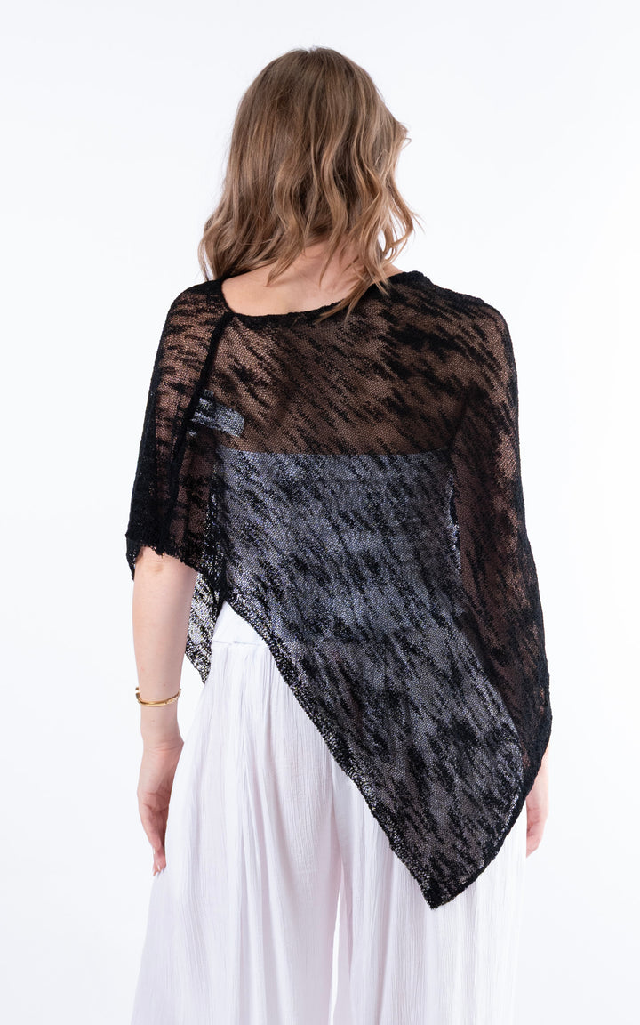 Fine Knit Poncho | Black
