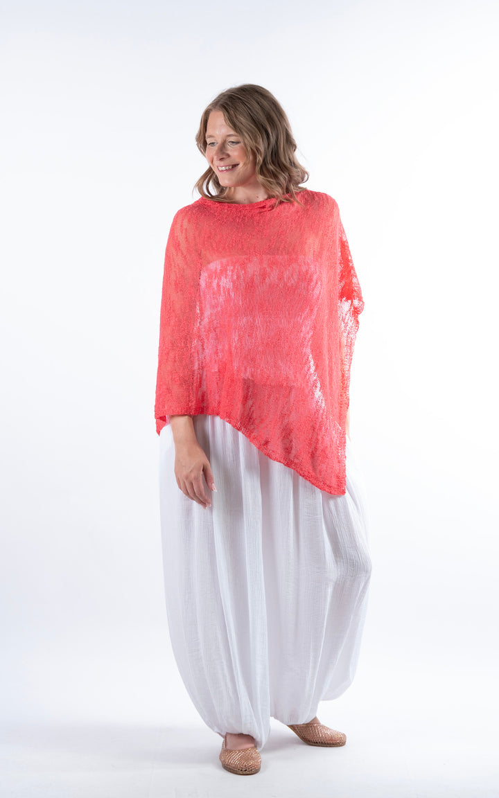Fine Knit Poncho | Coral