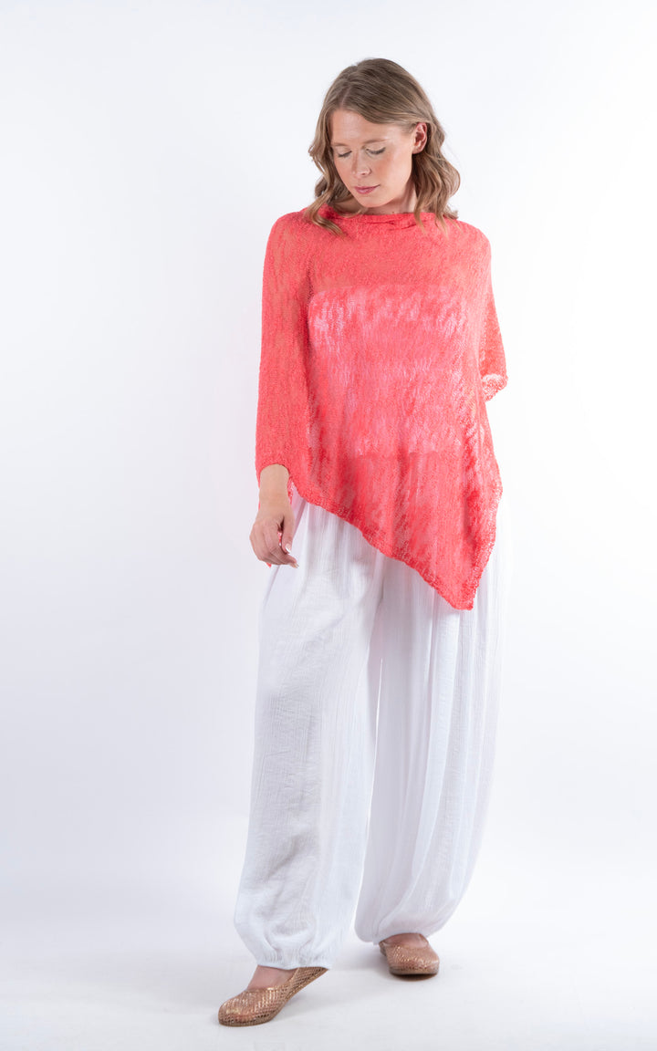 Fine Knit Poncho | Coral