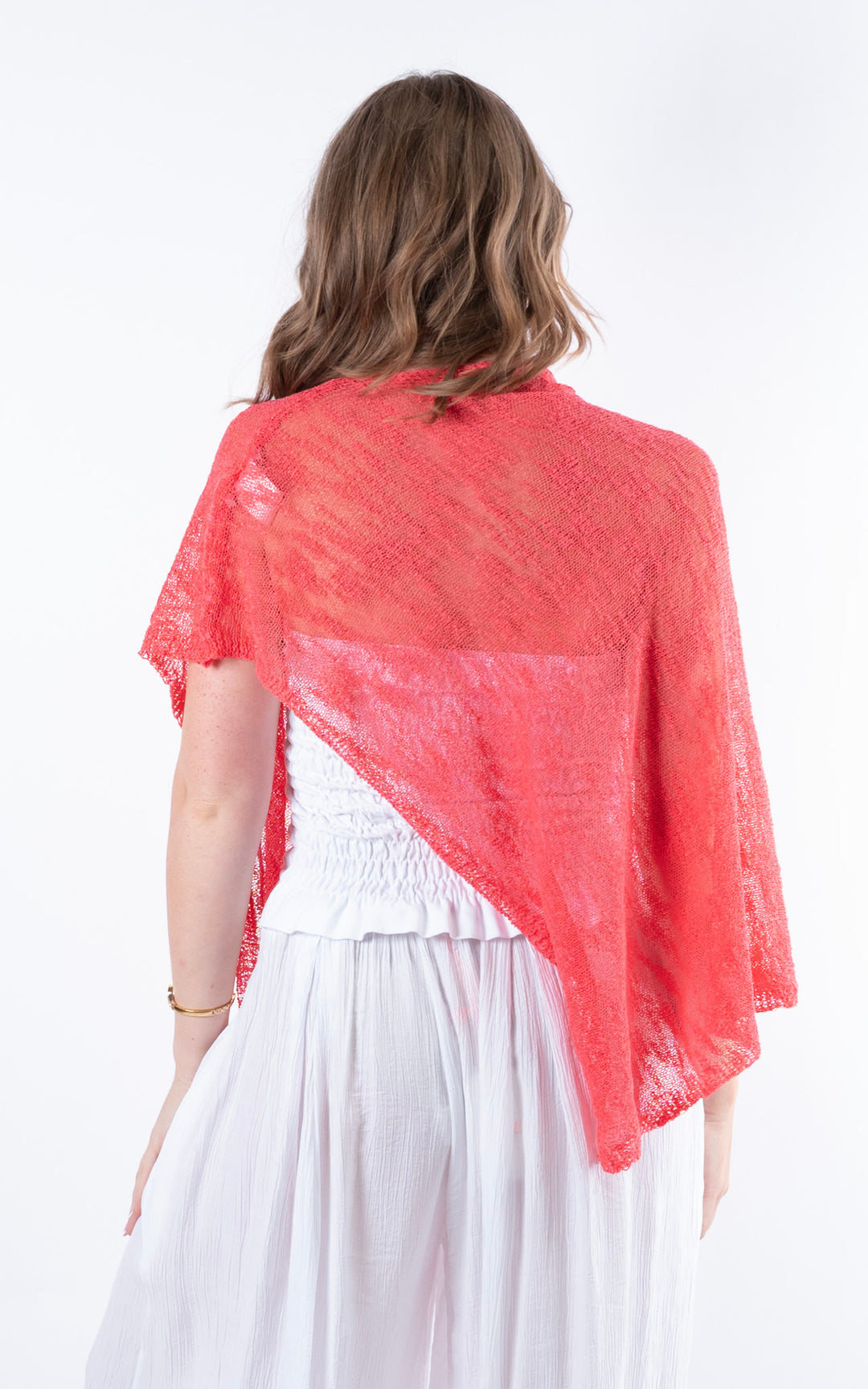 Fine Knit Poncho | Coral