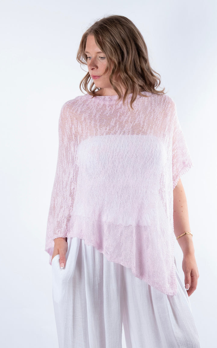 Fine Knit Poncho | Pale Pink