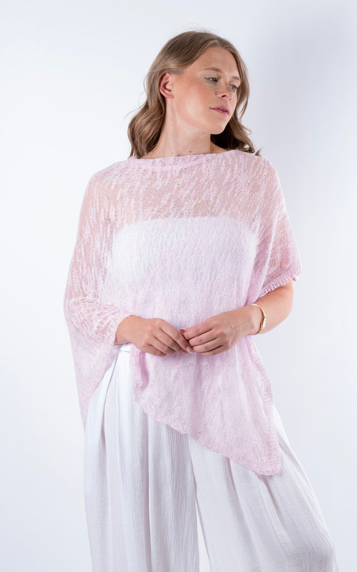 Fine Knit Poncho | Pale Pink
