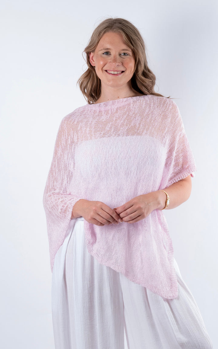 Fine Knit Poncho | Pale Pink