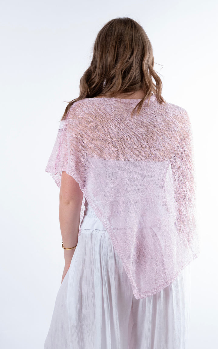 Fine Knit Poncho | Pale Pink