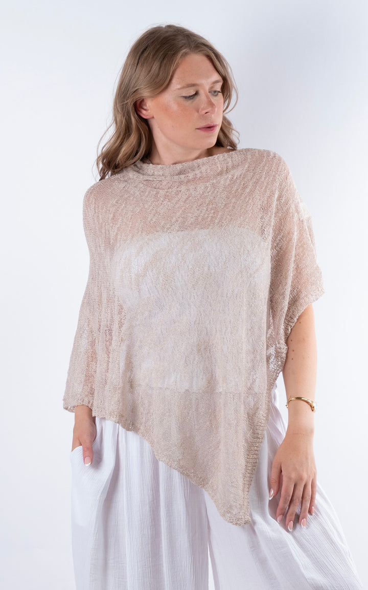 Fine Knit Poncho | Stone