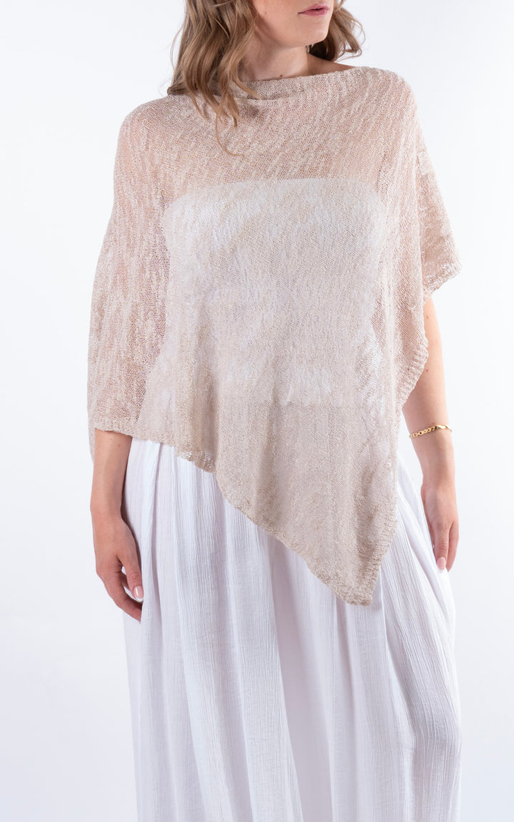Fine Knit Poncho | Stone