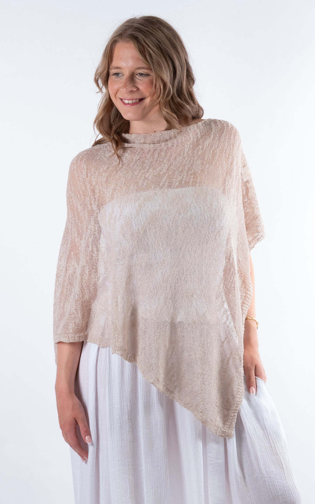Fine Knit Poncho | Stone