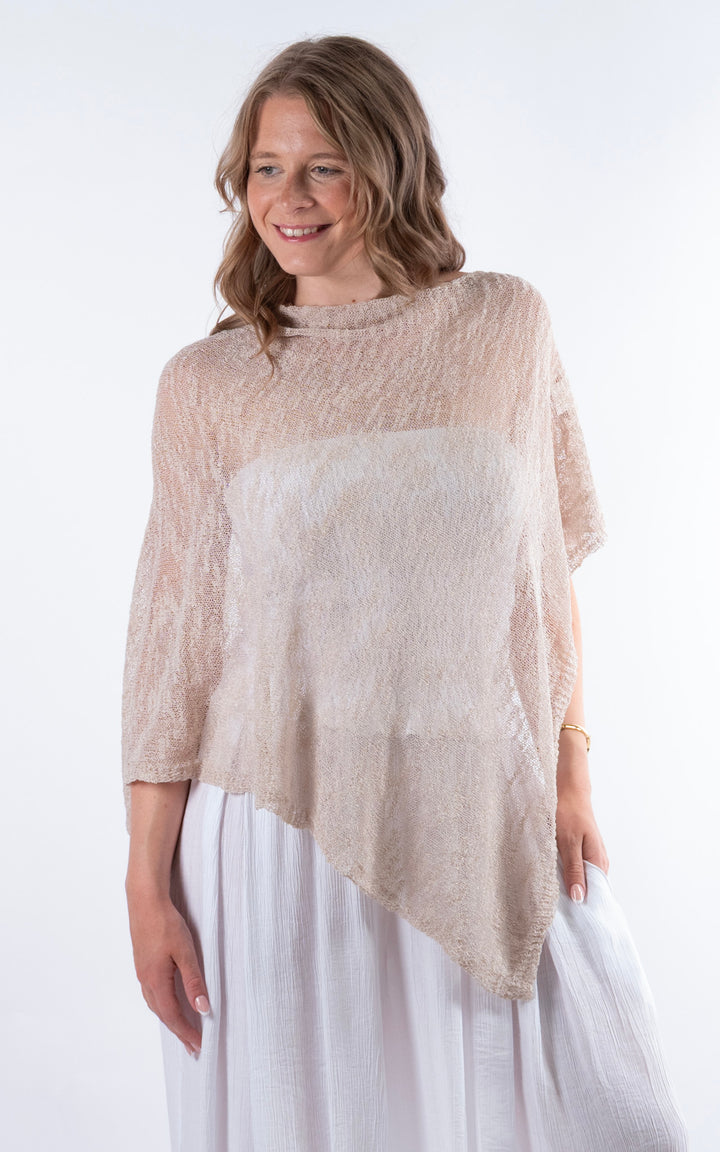 Fine Knit Poncho | Stone