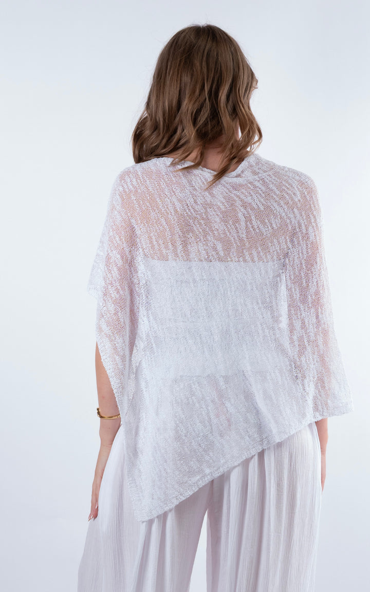 Fine Knit Poncho | White