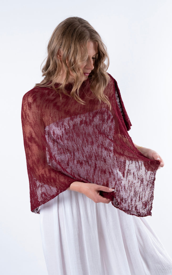 Fine Knit Poncho | Wine