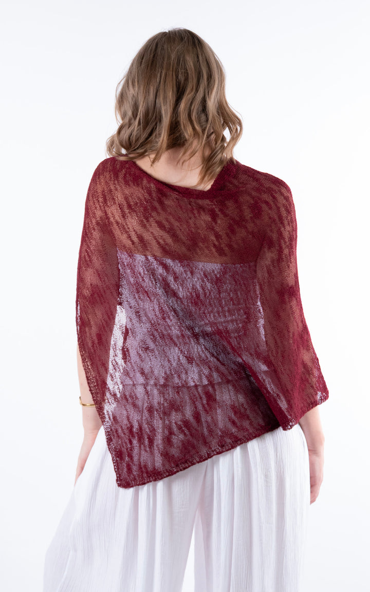 Fine Knit Poncho | Wine