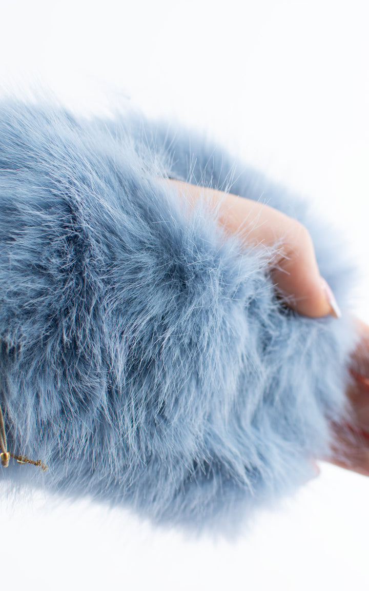 Fingerless Gloves | Faux Fur | Baby Blue