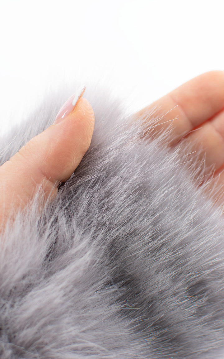 Fingerless Gloves | Faux Fur | Light Grey