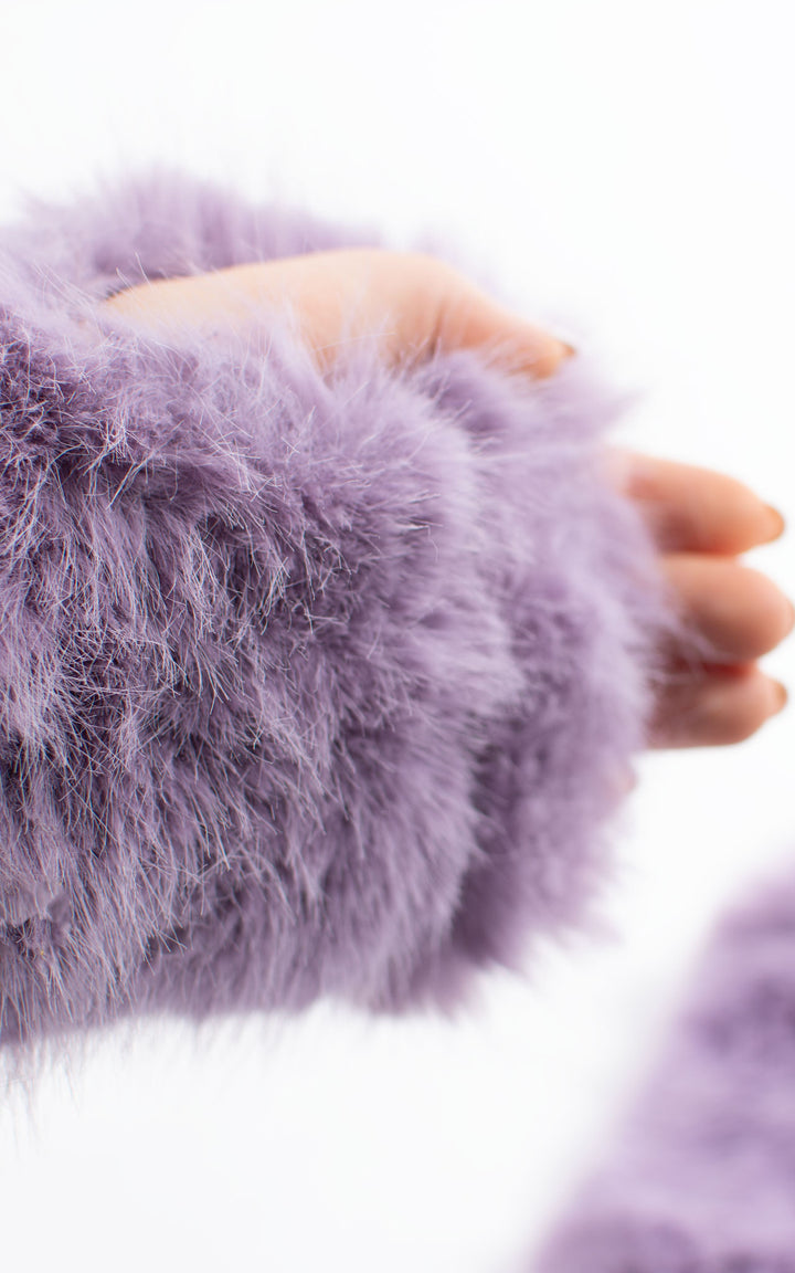 Fingerless Gloves | Faux Fur | Purple