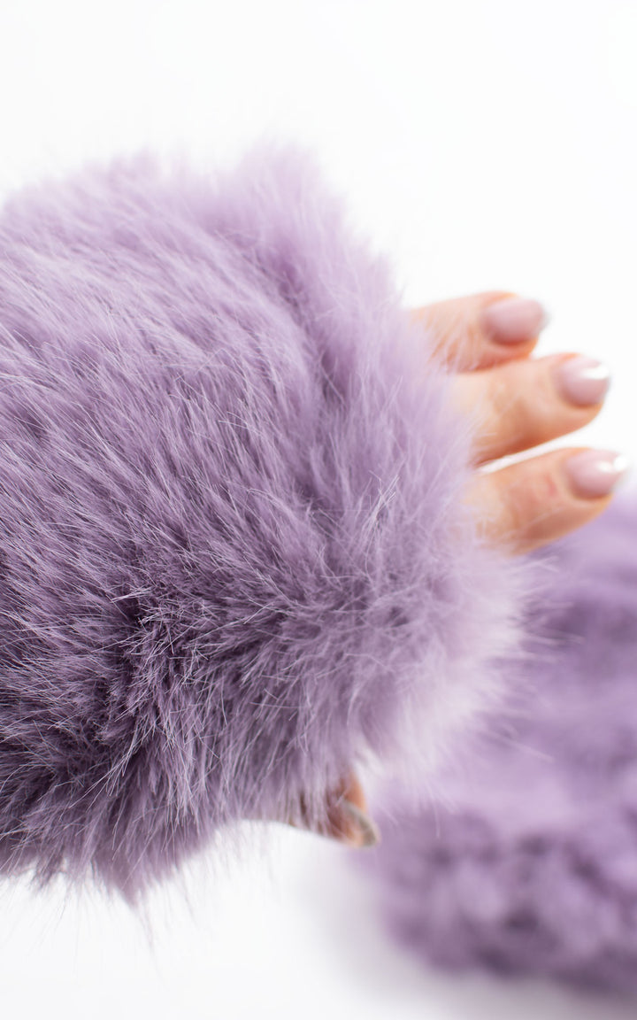 Fingerless Gloves | Faux Fur | Purple