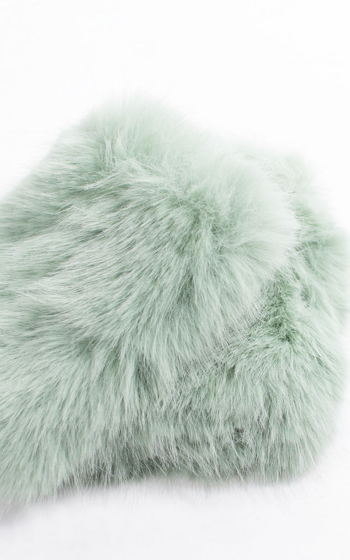 Fingerless Gloves | Faux Fur | Sage