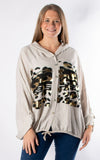 Foil Leopard Hooded Shirt | Beige