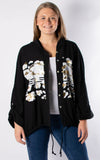 Foil Leopard Hooded Shirt | Black