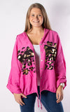 Foil Leopard Hooded Shirt | Hot Pink