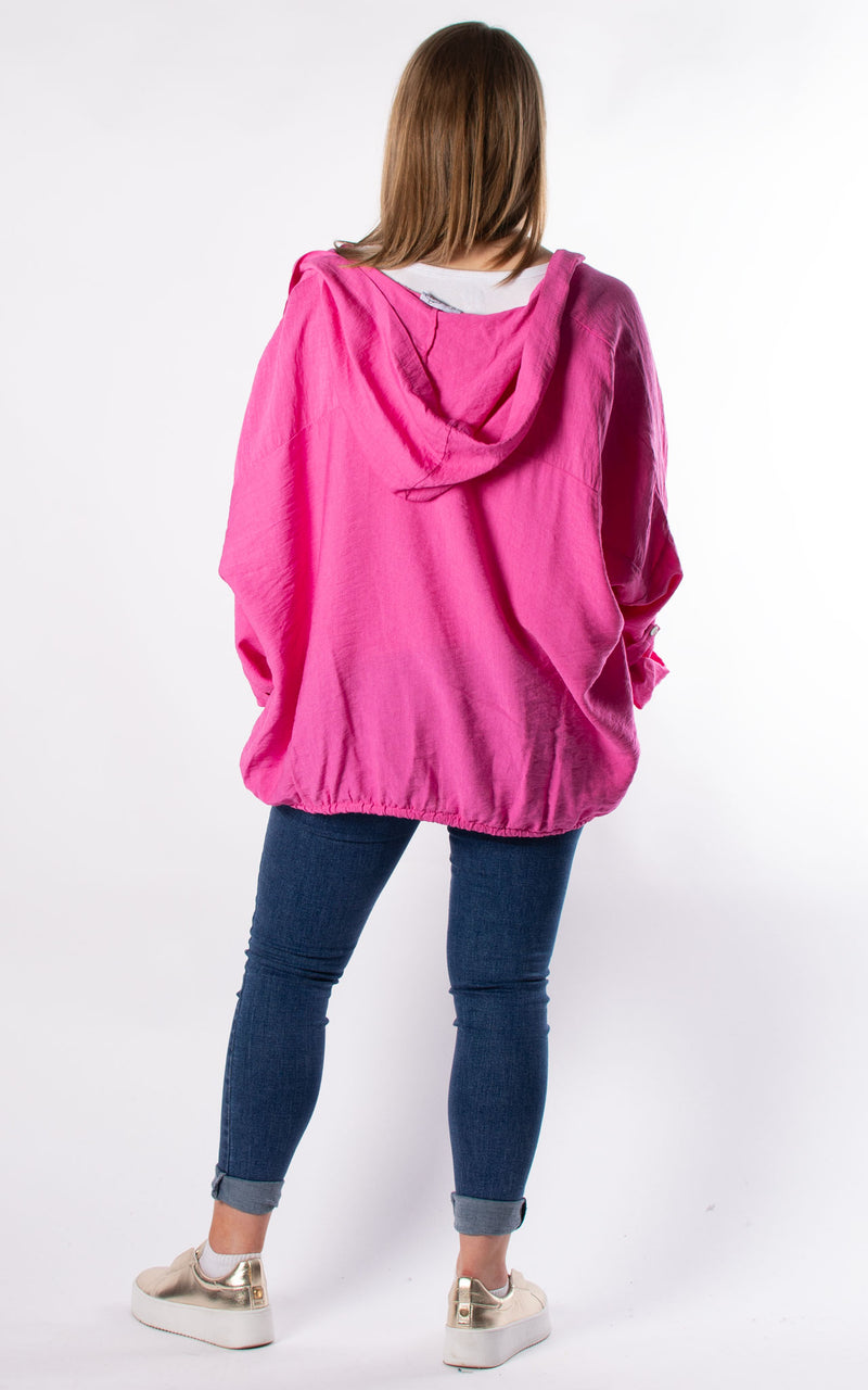 Foil Leopard Hooded Shirt | Hot Pink